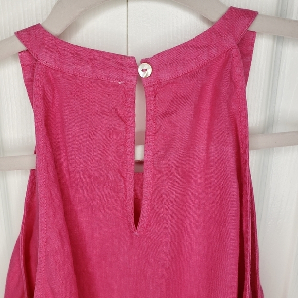 C & C California Linen Dress S A Line Key Hole Lagenlook Minimalist Contemporary - Picture 7 of 11